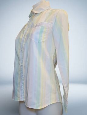 ❥That's Me Pastel Striped Vintage Button-Down Blouse Long Sleeve Cotton Classic